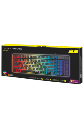 2E Gaming Клавіатура мембранна KG390 100key, USB-A/WL/BT, EN/UA, RGB, чорний