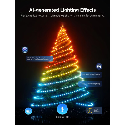 Govee Гірлянда Smart LED H80C4 Christmas String Lights 2, RGBWIC, 20м, прозорий кабель