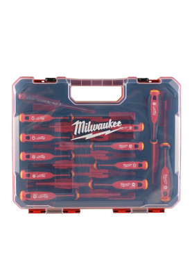 Milwaukee Набір викрутки 12шт, діелектричні, SL,PH,PZ,TX, тестер, кейс