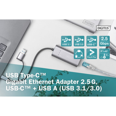 Digitus Адаптер USB-C/USB 3.0 - 2.5 Gbps Ethernet