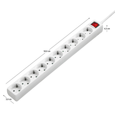 HAMA Мережевий подовжувач 10XSchuko 3G*1.5мм 3м White