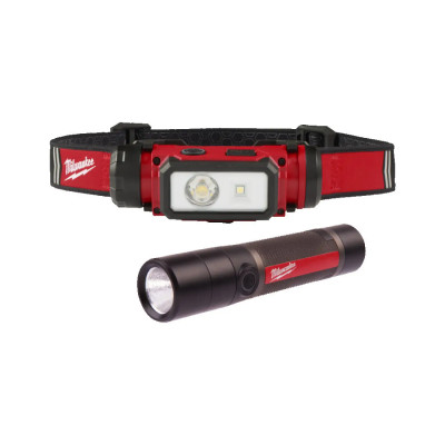 Milwaukee Ліхтар світлодіодний акумуляторний Milwaukee L4 FMHL2LED-302 4В 2х3А·год налобний 600лм+ручний 800лм ЗП 0.23кг