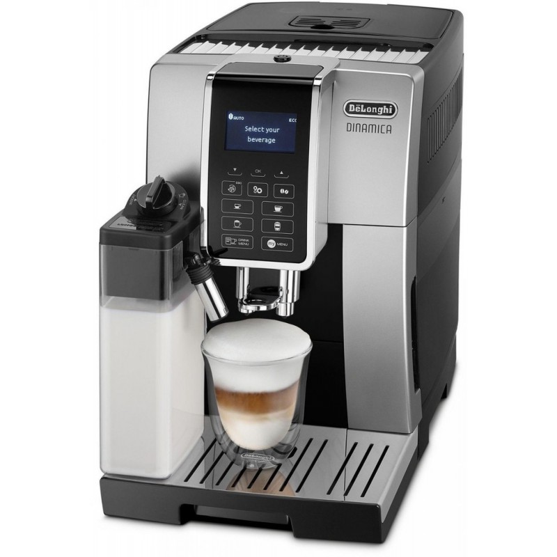 Delonghi Кавомашина, 1.8л, зерно+мелена, автомат.капуч, авторецептів -10, підігрів чашок, кавомолка, чорно-срібний