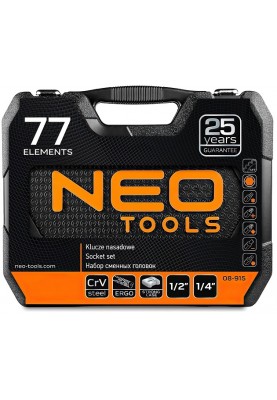 Neo Tools Набір інструменту 1/2", 1/4", CrV, 77 од.