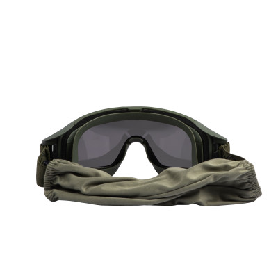 2E Tactical Маска тактична, захисна Hawk Army Green Anti-fog, сумка, 3 лінзи