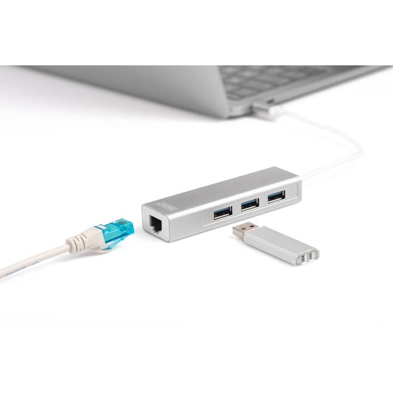 Digitus Концентратор USB-C - USB 3.0 3 Port Hub + Gigabit Ethernet