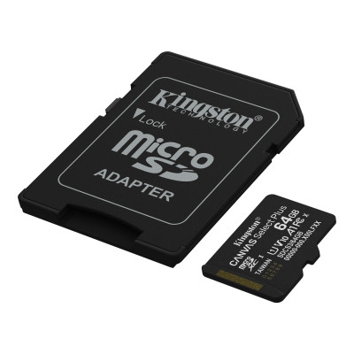 Kingston Карта пам'яті Kingston microSD 64GB C10 UHS-I A1 V10 R100MB/s + SD