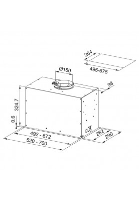 Franke Витяжка вбудовувана Box Flush EVO, 70см, 1120м3г, FBFE WH MATT A70, білий матовий