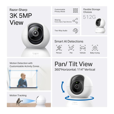 TP-Link IP-Камера Tapo C230 3MP N300 microSD motion detection 360° mic