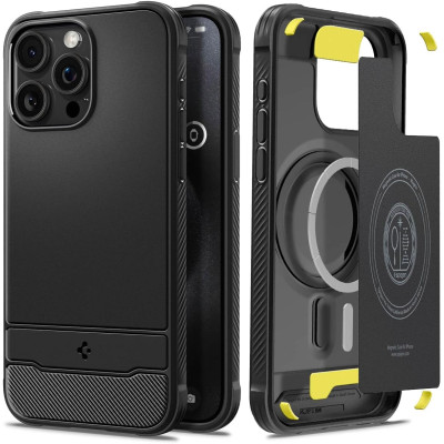 Spigen Чохол для Apple iPhone 15 Pro Max Rugged Armor MagFit, Matte Black