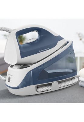 Tefal Праска-парогенератор Optimal, 2200Вт, 1200мл, паровий удар -190гр, постійна пара - 110гр, керам. підошва, біло-синій