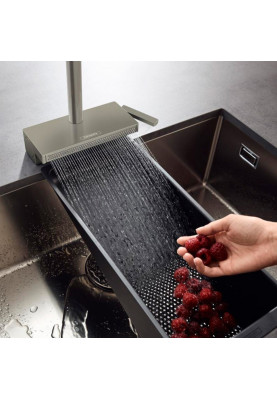 Hansgrohe Змішувач для кухні Aquno Select M81, довж.виливу - 210мм, поворотний, витяжний, 1 важіль, сталь