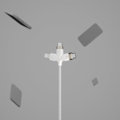 Belkin Кабель USB-С - USB-C плетений, силіконовий, з ремінцем на магніті, 1м, білий