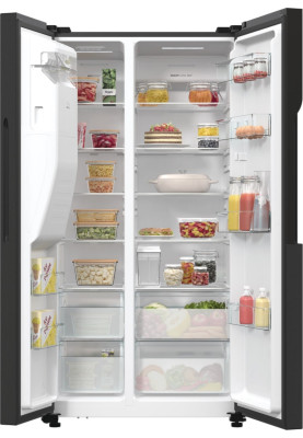 Gorenje Холодильник SBS, 179х70х92см, 2 двері, 376(190)л, А++, NF+, Інв., Зона св-ті, диспенсер, генератор льоду, Зовн. Диспл, чорний