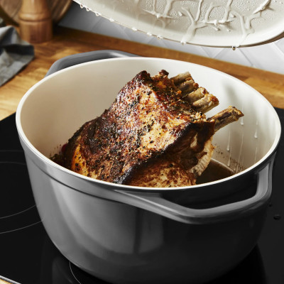 Tefal Каструля Tefal Air, з кришкою, 5.7л, алюміній, чорний