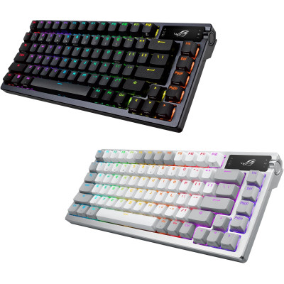 ASUS Клавіатура ROG Azoth 81key, NX Red, USB-A/WL/BT, EN, RGB, білий