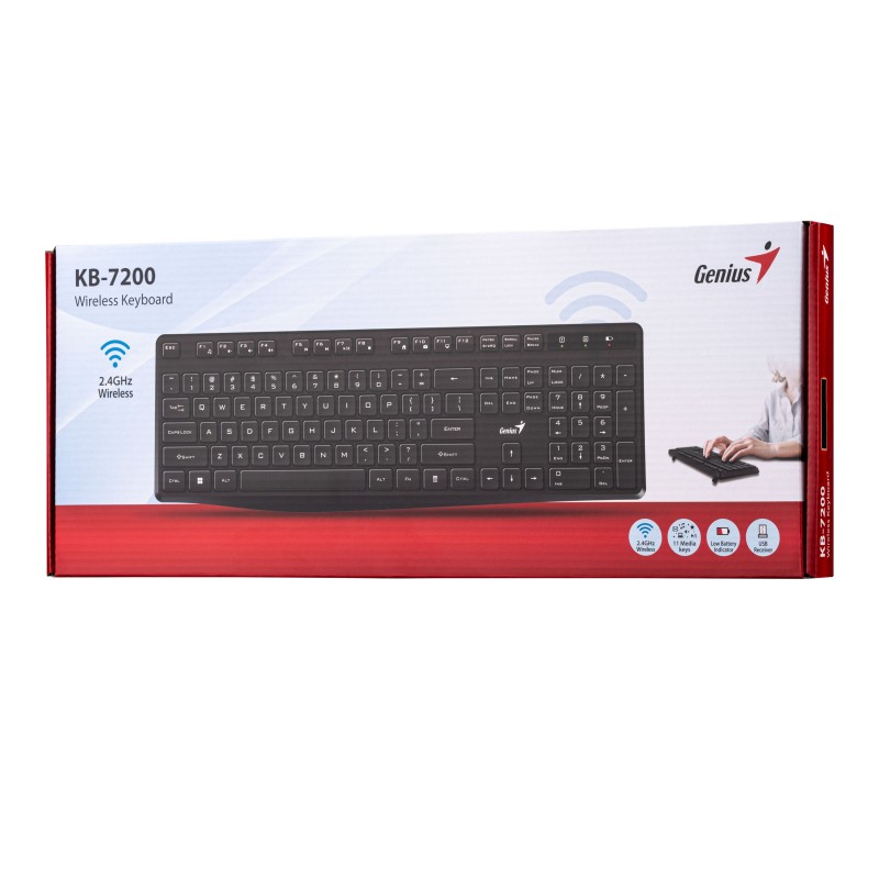 Genius Клавіатура мембранна KB-7200, 104key, WL, EN/UKR, чорний