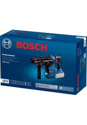 Bosch Перфоратор GBH 187-LI ONE Chuck акумуляторний, 18 В, 2.4 Дж, 980 об/хв, 2.9 кг, без АКБ та ЗП