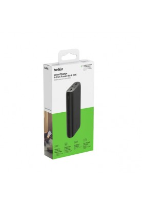 Belkin Акумулятор портативний літій-іонний Power Bank 26000мА·рік, 32Вт, USB-A/USB-C PD PPS, чорний