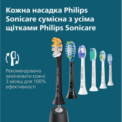 Philips Щітка зубна електр., Sonicare 7100 Series, 62т. колів/хв, насадок-1, футляр, чорний