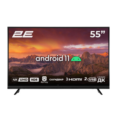 2E Телевізор 55" LED 4K 50Hz Smart Android Black soundbar