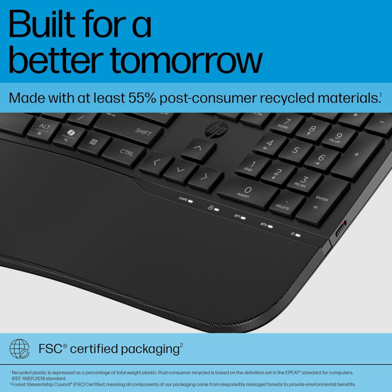 HP Клавіатура мембранна HP 680 Comfort Dual-Mode 111key, BT, EN/UK, чорний