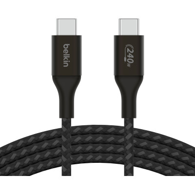 Belkin Кабель USB-C > USB-C заряджання/синхронізації 1м, 240Вт, Type-C, плетен, чорний