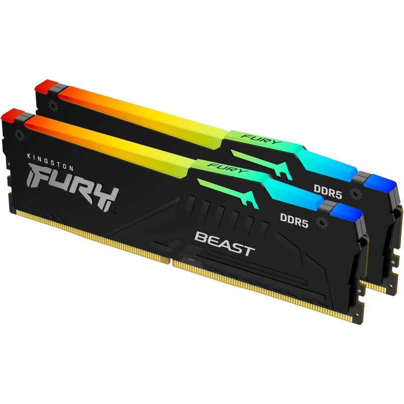 Kingston Пам'ять ПК Kingston DDR5 64GB KIT (32GBx2) 6400 FURY Beast RGB XMP