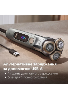 Philips Бритва електр. Series i9000 Prestige Ultra, бритв.головок-3, Li-Ion, сух.+волог., індикатор заряду, твердий чохол, хром