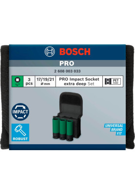 Bosch Набір ударних торцевих головок Professional Extra Deep 3шт 1/2" 85мм