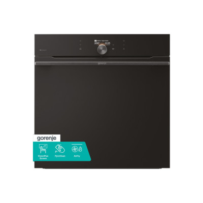 Gorenje Духовий шафа електричний, 77л, A+, TouchFree, дисплей, мультисист, Wi-Fi управління, піроліз, готов. на різних рівнях, чорний