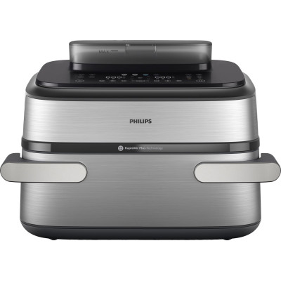 Philips Мультипіч Philips Ovi Dual SteamFry 2750Вт, чаша-3+6л, сенсорне управл., 8 авто. програм, пластик/метал, сірий