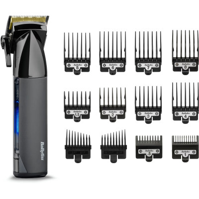 BaByliss Машинка для стриження Super-X Metal Series, акум., насадок-12, сталь з графітовим покриттям, чорно-сріблястий