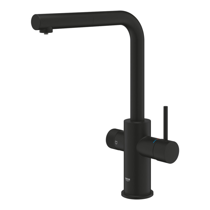 Grohe Змішувач для кухні Blue Pure Minta, довж.виливу - 223мм, поворотний/витяжний, 2 води, фантомний чорний