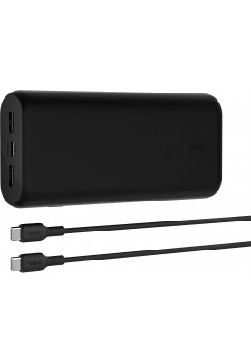 Belkin Акумулятор портативний літій-іонний Power Bank 20000мА·рік, 20Вт, 2хUSB-A/USB-C, чорний