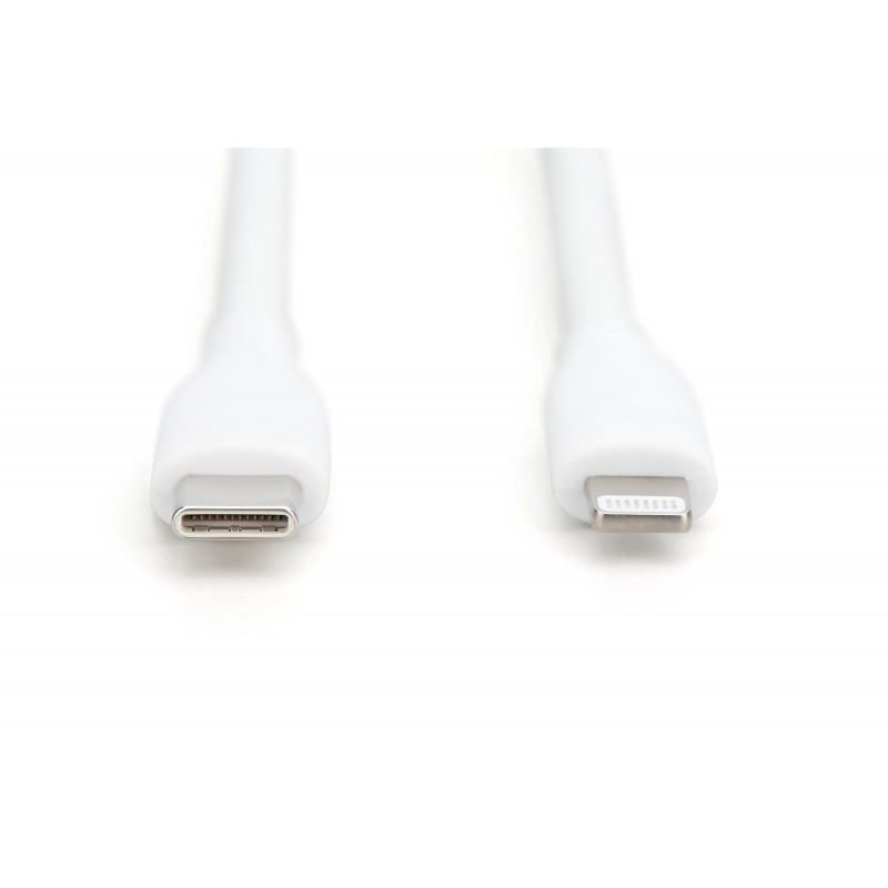 Digitus Кабель USB-C > Lightning заряджання/синхронізації, 1м, USB 2.0, 60W, силіконовий, білий