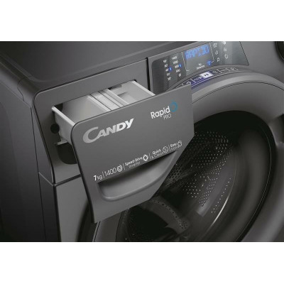 Candy Пральна машина фронтальна, 7кг, 1400, A+++, 45см, дисплей, пара, інвертор, cріблястий