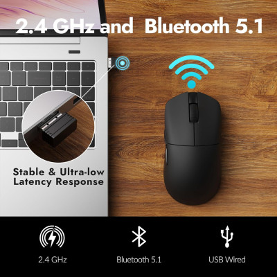 Lemokey Миша G1 USB-A/USB-C/WL/BT, 8K, чорний