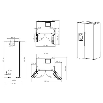 Beko Холодильник SBS, 179x91x71, xолод.відд.-368л, мороз.відд.-190л, 2дв., E, NF, дисплей, нерж