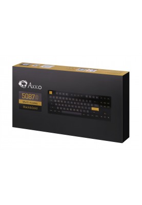 Akko Клавіатура механічна 5087B Plus Black & Gold 87Key, CS Silver, BT/WL/USB-A, Hot-swappable, EN/UKR, RGB, Чорний