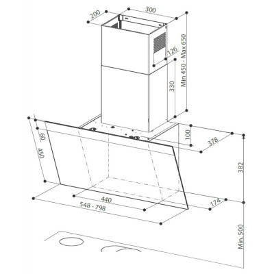 Faber Витяжка похила, 80см, 1290м.куб/год, Daisy Bk A80, чорний