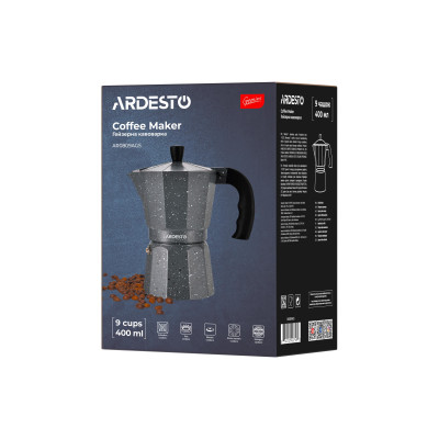 ARDESTO Гейзерна кавоварка Gemini Molise, 9 чашок, сірий, алюміній