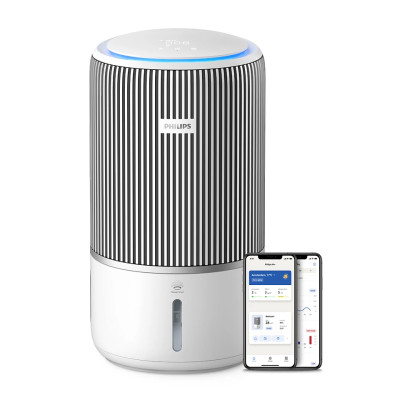 Philips Очисник-увлажнювач повітря Series 3400, 78м2, 300м3/рік, 3-х куля. HEPA фільтр +вугільний фільтр, Wi-Fi, 5 режимів, білий