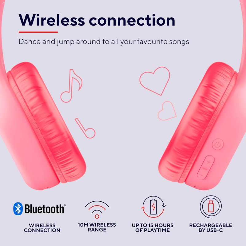 Trust Навушники On-ear Nouna Kids, Wireless, Mic, Рожевий