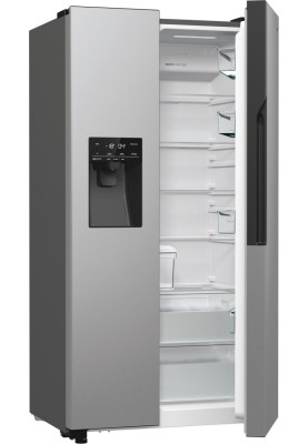 Gorenje Холодильник SBS, 179х70х92см, 2 двері, 376(190)л, А++, NF+, Інв., Зона св-ті, диспенсер, генератор льоду, Зовн. Диспл, нерж