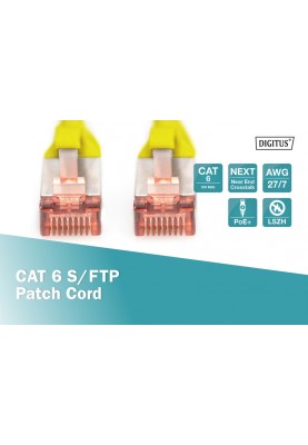 Digitus Патч-корд CAT 6 S-FTP, 10м, AWG 27/7, LSZH, жовтий