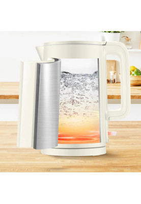 Tefal Електрочайник Thermo Protect, 1.5л, пластик, нержавіюча сталь, світло-бежевий