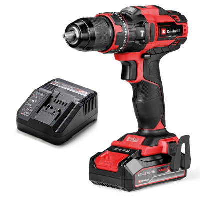 Einhell Шурупокрут-дриль ударний акумуляторний TE-CD 18/44 Li-i (1x2,5Ah), PXC, 18В, аккумулятор 2.5 Аг - 1 шт, 44 Нм, 1.59 кг