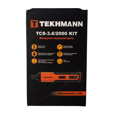 TEKHMANN Викрутка акумуляторна Tekhmann TCS-3.6/2000 KIT 3.6В 1х2А·год 5Нм 250об/хв 0.25кг кейс
