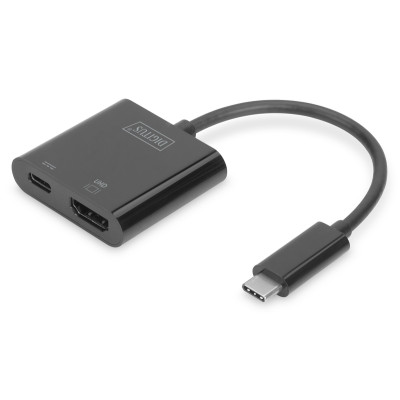 Digitus Адаптер USB-C - HDMI+USB-C UHD 4K, M/F, 0.11 m